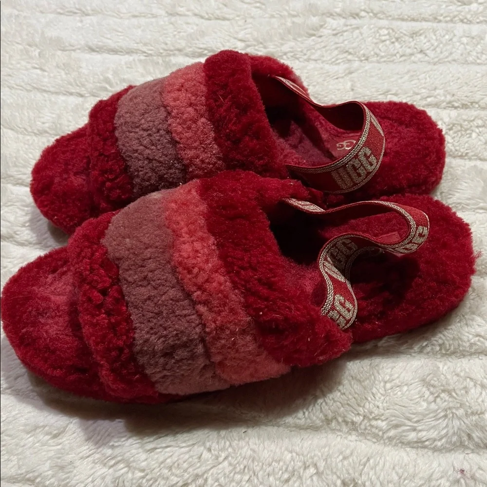 UGG Fluff Yeah Cozy Red Fuzzy Slippers